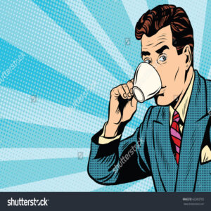 stock vector businessman and cup of coffee